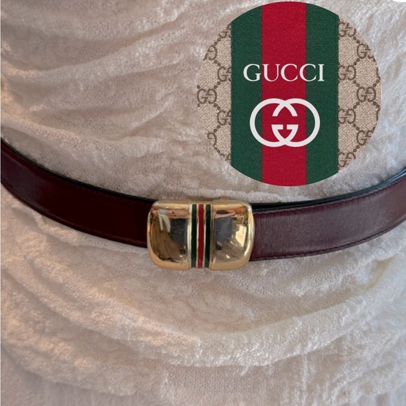 GUCCI Vintage Red Leather Belt, 1979, Size Small - Picture 4 of 12